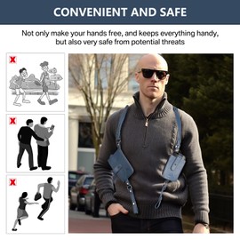Anti-Theft Hidden Underarm Strap Wallet Phone Holster Bag Leisure PU Leather Shoulder Pouch Double Shoulder Pocket Sport Vest Outdoors (Blue)
