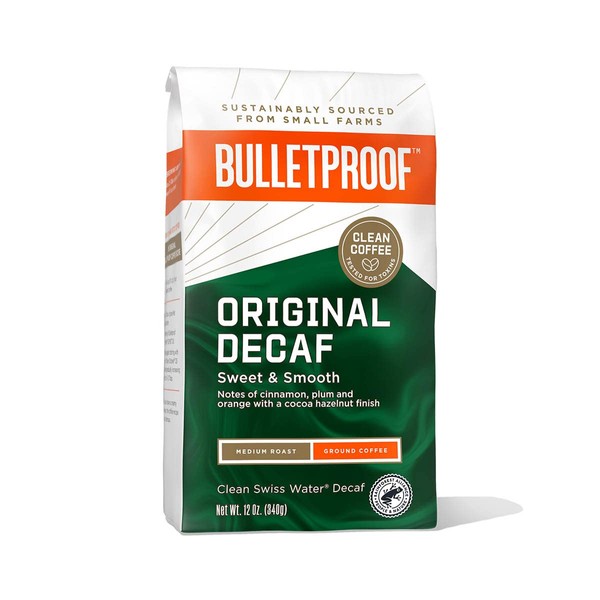 Bulletproof Original Medium Roast Ground Decaf Coffee, 12 Ounces, 100% Arabica Coffee Sourced from Guatemala, Colombia, & El Salvador