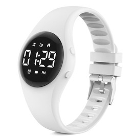Konewos Kids Simple Digital Fitness Tracker Watch, Step Counter, Waterproof Wristwatch, with Pedometer Alarm Clock Calendar for Children Boy Girl Students (White)