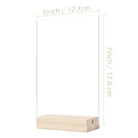 Frosted Acrylic Sign with Wood Stand-10 Pack 5x7 Inch Blank Arched Acrylic able Numbers with Wood Base, DIY Acrylic Table Sign Blank for Wedding Sign Acrylic Table Numbers Menu Signs Bar List Sign