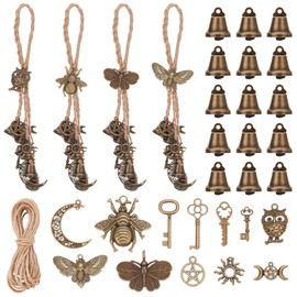FREEBLOSS 4 Sets DIY Witch Bells Kit Animals Theme Witch Wind Chimes Windchimes Outdoors Witchy Home Decor Witch Decor Witch Bells for Door Knob for Protection Witch Craft for Beginners
