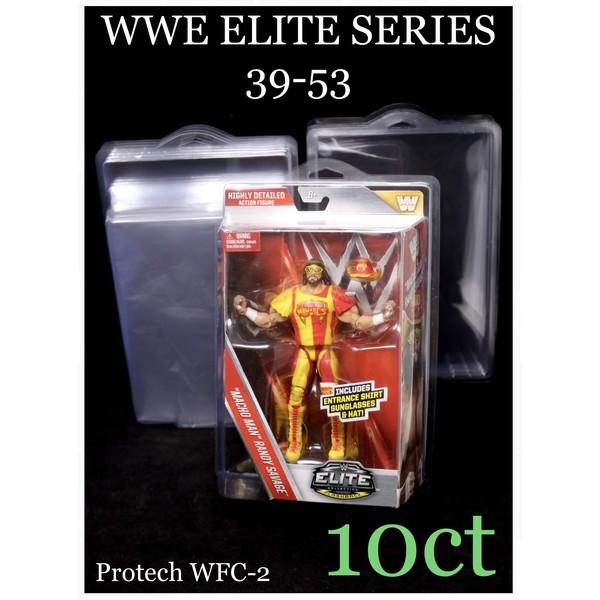 Protech WWE Elite Series 39-53 Action Figure Protective Display Case 10-Pack Protectors ( Made to Protect Mattel Elite WWE Packaged Collectible Figures Series 39-53) WFC-2