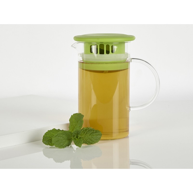 Randwyck Mint Tea Maker with Silicon Strainer Lid, Glass, Transparent,