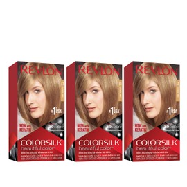 Revlon Permanent Hair Color, Permanent Hair Dye, Colorsilk with 100% Gray Coverage, Ammonia-Free, Keratin and Amino Acids, 61 Dark Blonde, 4.4 Oz (Pack of 3)