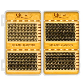 QUEWEL Cluster Lashes 4 Stile 480 STK Einzelne Wimpern 10-18 mm Wimpern Extensions geeignet für Anfänger, Lash Extension wiederverwendbar, Natürliches Make-up selbst zu Hause(30+40+50+60D-B)
