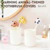 Charming Animal-Themed Toothbrush Covers - Set of 4 Portable Toothbrush