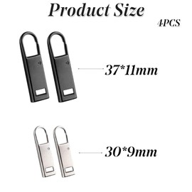 Zipper Pull Tab Replacement Metal Zipper Handle Mend Fixer for Shoes Luggage Suitcases Bag Jacket - 8 PCS (Black Silver)