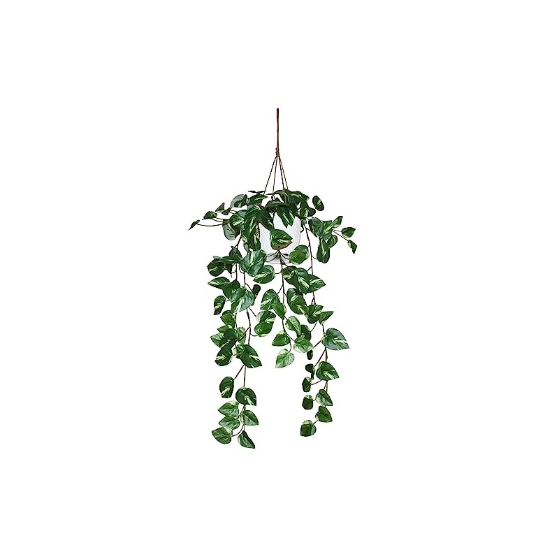 v-max 26" Faux Pothos Plant Hanging with White Pot