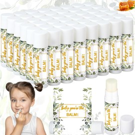 Siifert 50 Pack Greenery Baby Shower Lip Balm Favors Bulk Baby Shower Party Supplies for Guests Bulk Gender Reveal Prizes Souvenirs Inspirational Thank You Gifts Lips Balm Party Supplies