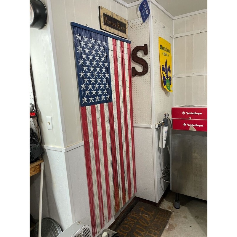 ABeadedCurtain - American Flag Beaded Curtain 125 Strands (+Hanging Hardware)