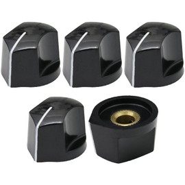 6.4mm Round Hole Large High Torque Black Machine/Amplifier Control Knob Pack of 5
