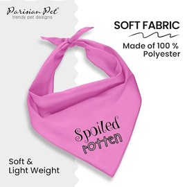Parisian Pet Fashionable Dog Bandana – ‘Spoiled Rotten’ Printed Tie-On Neck Kerchief for Female Dogs and Cats – Size Small