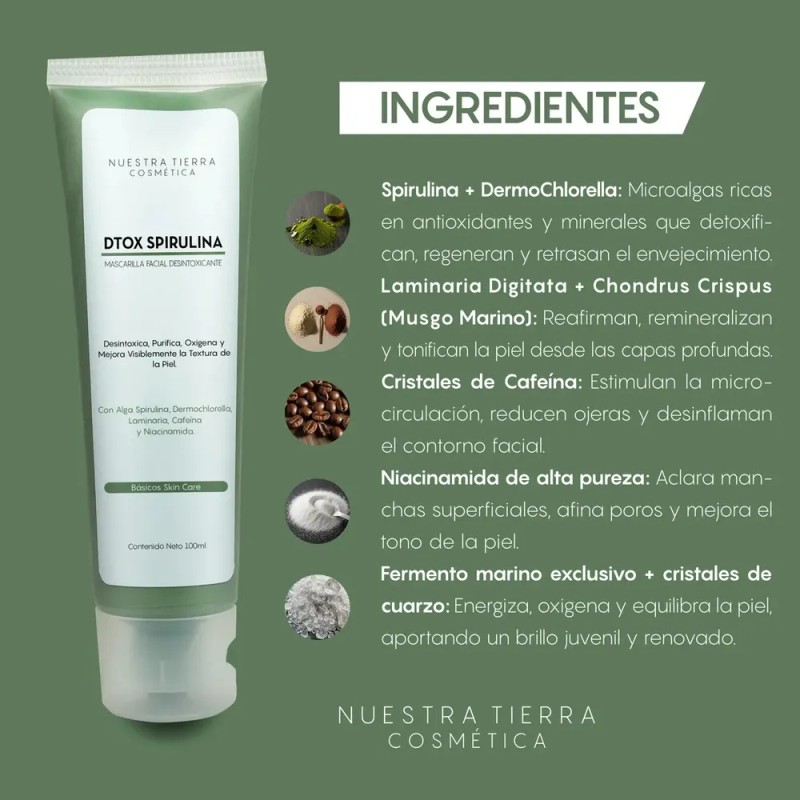 Mascarilla Desintoxicante Spirulina Y Fermento De Algas Tipo de piel