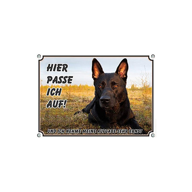 Petsigns Dog Sign Black German Shepherd - UV-Resistant Metal Warning