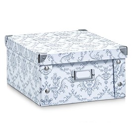 Zeller 17574 Cardboard Storage Box, Blue Stripes, Decorated, Approx. 33 x 33.5 x 32 cm, 31 x 26 x 14 cm