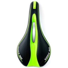 INION Bicycle Saddle Bicycle Bike Saddle Gel Bicycle Seat Mountain Bike Saddles City Touring Saddle Trekking Road Bike Men Women Jurfahr Two-Tone (Black - Green)