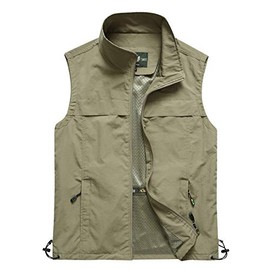 Gihuo Men's Lightweight Quick Dry Outdoor Multi Pockets Fishing Vest (Style3-Khaki01, Medium)