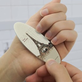 Paris, Je t'aime I Love You Eiffel Tower City Map Double-Sided Oval Nail File Emery Board Set 4 Pack