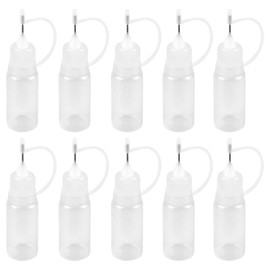 FERCAISH Needle Bottle, 10 ml Needle Tip Glue Bottle Applicator, Glue Bottle Applicator Pen, Precision Tip Applicator Bottle for DIY (Pack of 10, White)