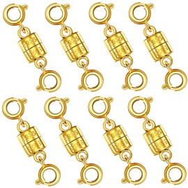 925 Silver Magnetic Necklace Clasps, Magnetic Necklace Clasps and Closures for Bracelet Necklace Extender (8pcs Gold)