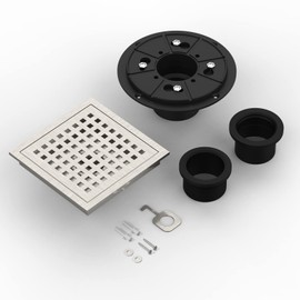 6 Inch Stainless Steel Shower Drain Strainer - Brushed Nickel Bathroom Sink Hair Catcher, Rust-Proof 304 SS with ABS Locking Plate,Fits Tile & Fiberglass Showers