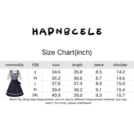 HAPNBCELE Women's modern German Bavarian belted dress with floral embroidery for Oktoberfest costumes for festivals and parties(Blue floral,L)