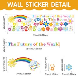 2 Sheets Rainbow Wall Stickers Large Rainbow Wall Stickers Colorful Boho Rainbow Wall Decal Colorful Star Clouds Decals for Kids Girls Nursery Bedroom Living Room Removable Decor Home Art Decoration