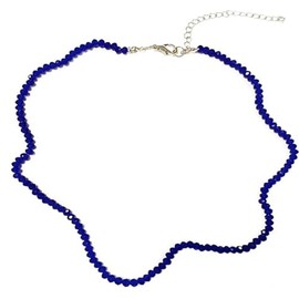 SCRDPRAD Minimalist Colorful Crystal Stone Beaded Adjustable Lightweight Tiny Shiny Choker Necklace Bohemian Dainty Birthday Valentine's Day Sweet Jewelry for Women-blue