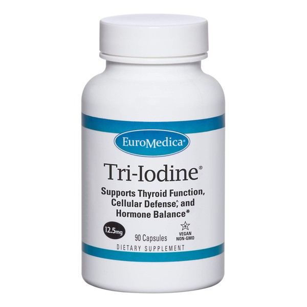 EuroMedica Tri-Iodine - 12.5mg, 90 Capsules - Potassium Iodide, Sodium Iodide & Molecular Iodine - Three Beneficial Forms of Iodine - Supports Healthy Thyroid & Immune Function - 90 Servings