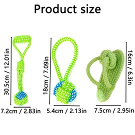 Swanswick Dog Rope Chew Toys, Green and Blue, Pack of 3, Knotted Durable Design