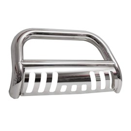 MOTORHOT Stainless Steel Front Bumper Bull Bar Grille Guard Compatible With 2005-2019 Nissan Frontier 2005-2008 2018 2019 Pathfinder 2005-2015 2018 2019 Xterr Silver