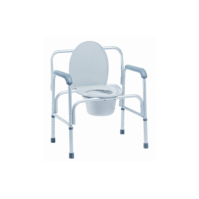 MediChoice Adjustable Heavy-Duty Commode Chair, Snap-On Seat, Aluminum Frame, Adjusts