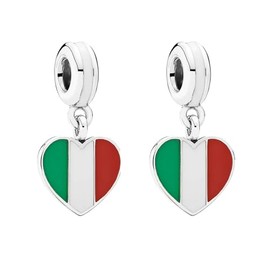 GANESA JW Italy Charm Bracelet - Italian Heart Flag Charm - Jewelry Accessory for Bracelets Necklaces Anklet - Gift for Italy Lovers and Travelers