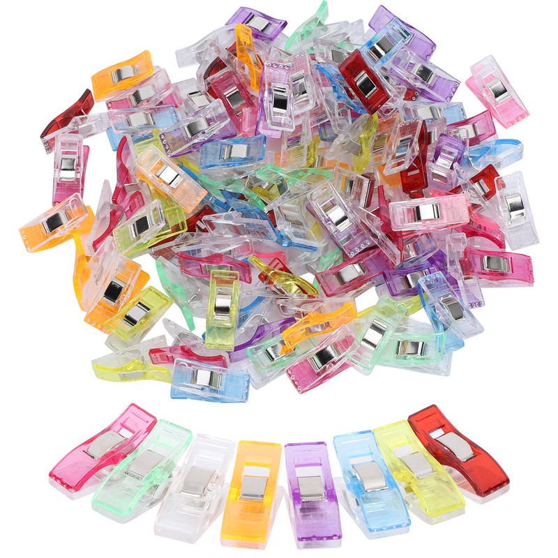 100Pcs Hemming Clips DIY Colorful Plastic Fabric Cloth Craft Clip