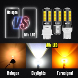 Alla Lighting Newest 7442NA 7444NA 7443 Switchback LED Bulbs, Dual-Color Amber Yellow Turn Signal Lights & Xenon White Parking Light/DRL 7444NAK 7443A 7443NA