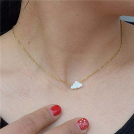 JczR.Y Resin Cloud Necklace Opal Necklace for Women Blue White Cloud Pendant Necklace Tiny Imitation Opal Necklace Clavicle Chain Holiday Gift Jewelry(white gold)