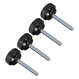 CoCud Knurled Clamp Knobs M8 x 60 mm Male Thread 25 mm Head Thermoset Plastic Thumb Screw Handle Bolt Buttons Black - (Applications: for Lathe) Pack of 4