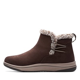 Clarks Women's Breeze Fur Ankle Boot, Dark Brown, 9 Wide