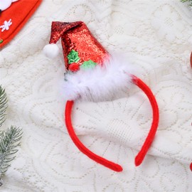 Lux Accessories Christmas Red Glittery Hat White Fur Red Fashionable Costume Headband