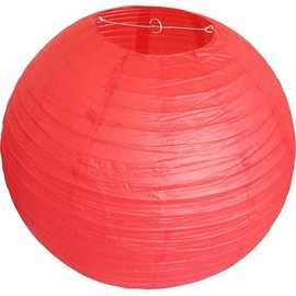 Pack of 1 Round Ceiling Red Paper Lampshade Light Shade Bamboo, 30cm Ribbed Style Lampshade, Traditional Lampshades,Hanging Paper Lanterns for Weddings, Birthdays, Parties and Events