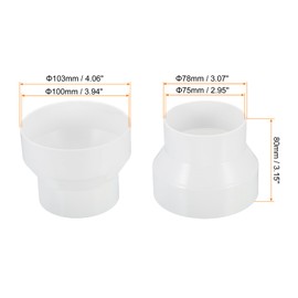 PATIKIL 4" to 3" Duct Reducer, Duct Connector Ducting Inline Adapter Increaser ABS Plastic Vent for HVAC Heating Cooling Air Ventilation