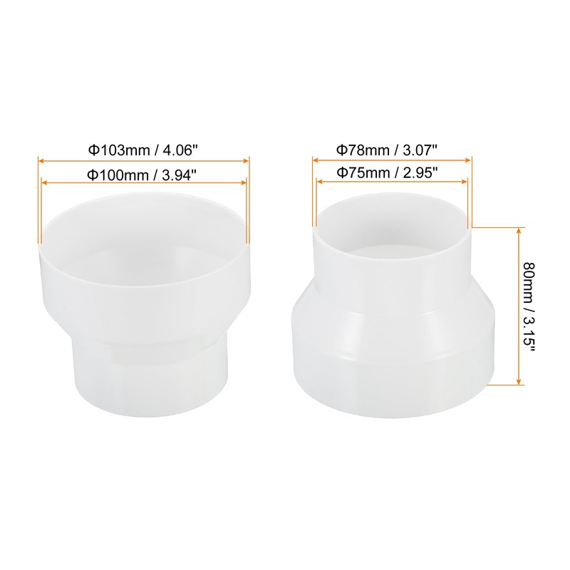 PATIKIL 4" to 3" Duct Reducer, Duct Connector Ducting Inline