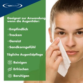 The Eye Doctor Tea Tree Oil Eye Cleaning Cloths - 80 Wipes for Single Use - Suitable for Sensitive Eyes, Dry Eyes, Blepharitis, MGD & Demodex - Environmentally Friendly, Biodegradable