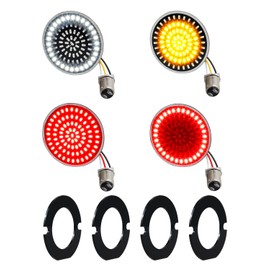 NTHREEAUTO 1157 - Señales de giro LED delanteros y traseros para bala de 2 pulgadas + luz de señal de giro plana de 3-1/4 pulgadas compatible con Harley Dyna Softail Sportster Road King Street Glide Iron 883 Touring 1986-2022 (SMD)