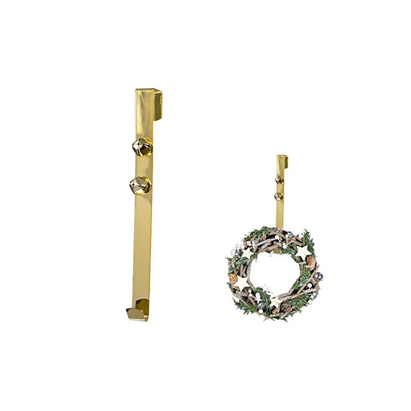 30cm Wreath Hanger with 2 Jingle Bells - Gold