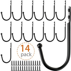 Small Single Coat Hooks Wall Mounted Wooden Entryway Key Hanger Coat Rack, Black, 14pcs with 28 Screws, 3.9inch