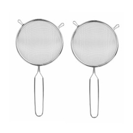 Chef Aid 16cm Long Handled Metal Sieve Set, Pack of 2, Stainless Steel Fine Mesh Strainer for Flour, Baking, Tea, Rice & Sauces, Durable Kitchen Sieves with Handle