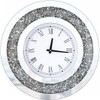 DMDFIRST Silver Round Mirror Clock 20x20inches Crystal Sparkle Twinkle Bling
