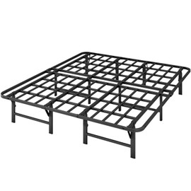 ZIYOO Heavy Duty California King Folding Bed Frames 14" High Mattress Foundation, Metal Platform Cal King Bed Frame, No Box Spring Needed, Easy Assembly, Noise Free-Black