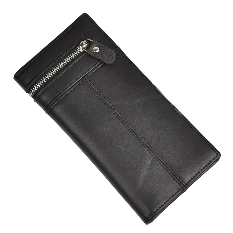Le'aokuu Mens Genuine Leather Organizer Checkbook Card Case Bifold Wallet